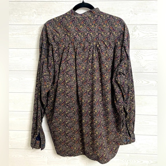 Classic Old West Men’s Brown Red Paisley Pattern Long Sleeve Button Down… - Picture 2 of 5